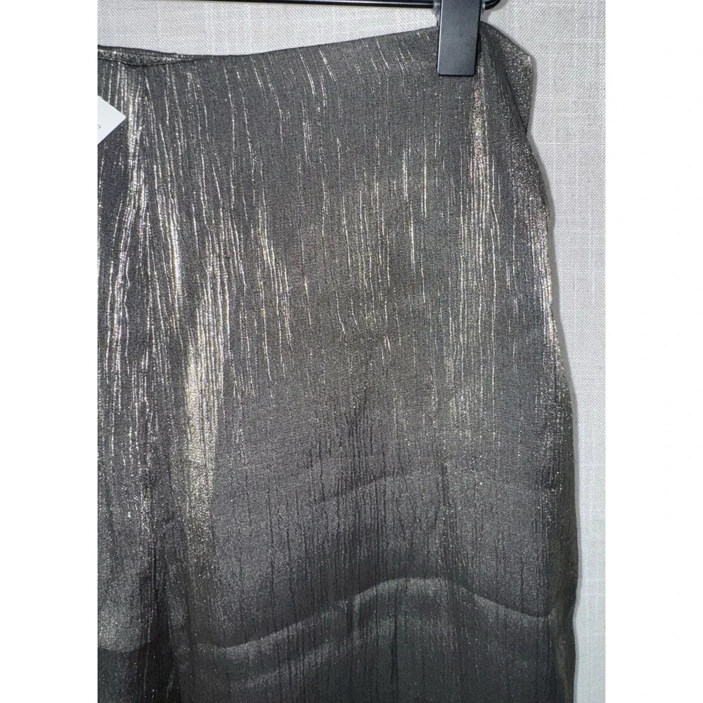 NWT MNG Gold Metallic Trousers Pants Women's Size 6 NEW‎ Wide Leg Black